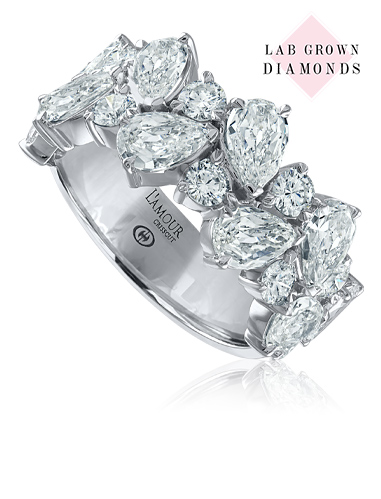 L’Amour Crisscut 2 row pear shape diamond band