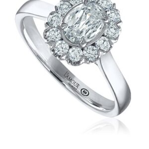 L'Amour Crisscut Oval Halo Engagement Ring