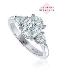 NEON Crisscut oval lab grown diamond engagement ring with fancy sides