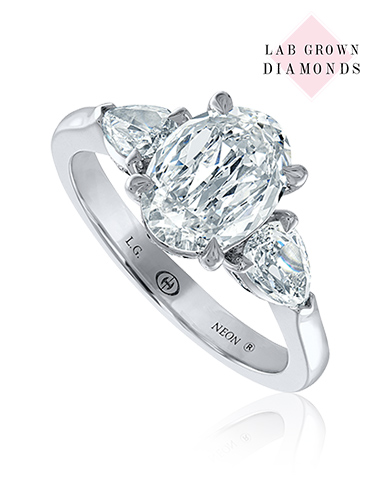 Lab-Grown Crisscut  oval lab grown diamond engagement ring with fancy sides