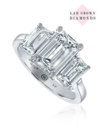 NEON Emerald 3 stone lab grown diamond engagement engagement ring