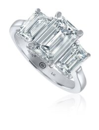 NEON Emerald 3 stone lab grown diamond engagement engagement ring