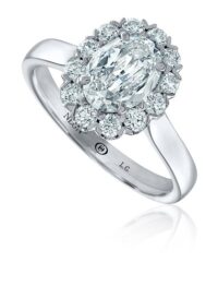 NEON Crisscut oval lab grown diamond , halo engagement ring