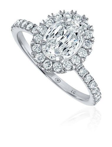 NEON Crisscut oval lab grown diamond, halo engagement ring