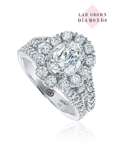 NEON Crisscut oval lab grown diamond engagement ring