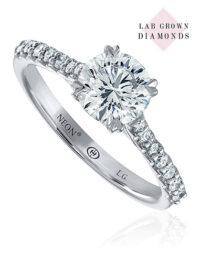 NEON Crisscut round lab grown diamond, solitaire engagement ring